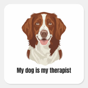 Brittany Spaniel Quadratischer Aufkleber