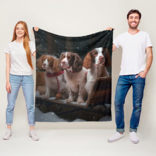 Brittany Spaniel Schnee-Schlitten-Weihnachtsdekora Fleecedecke