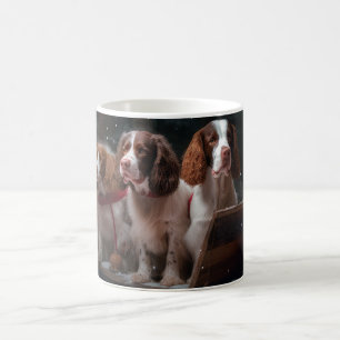 Brittany Spaniel Schneeweißes Schlitten-Weihnachts Kaffeetasse