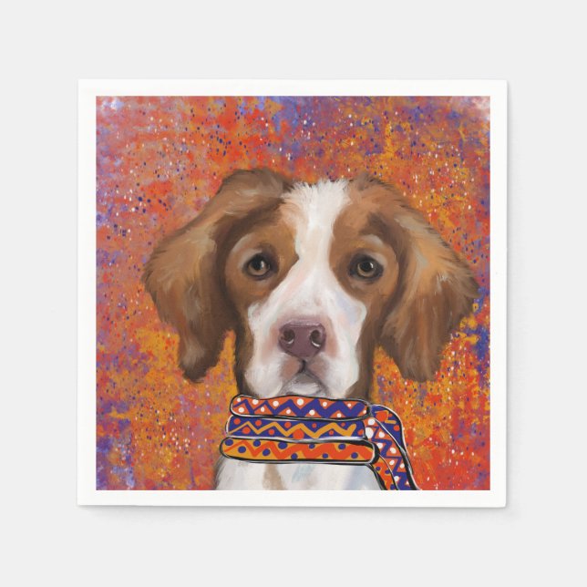 Brittany Spaniel Serviette (Vorderseite)