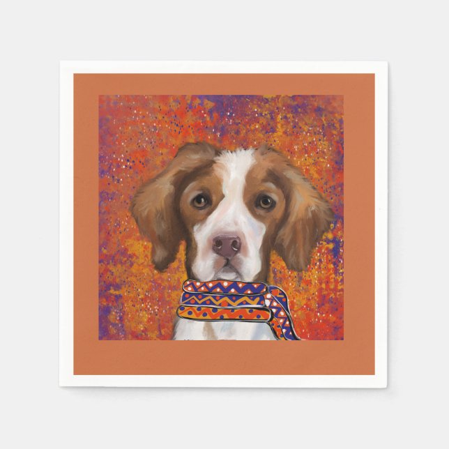 Brittany Spaniel Serviette (Vorderseite)