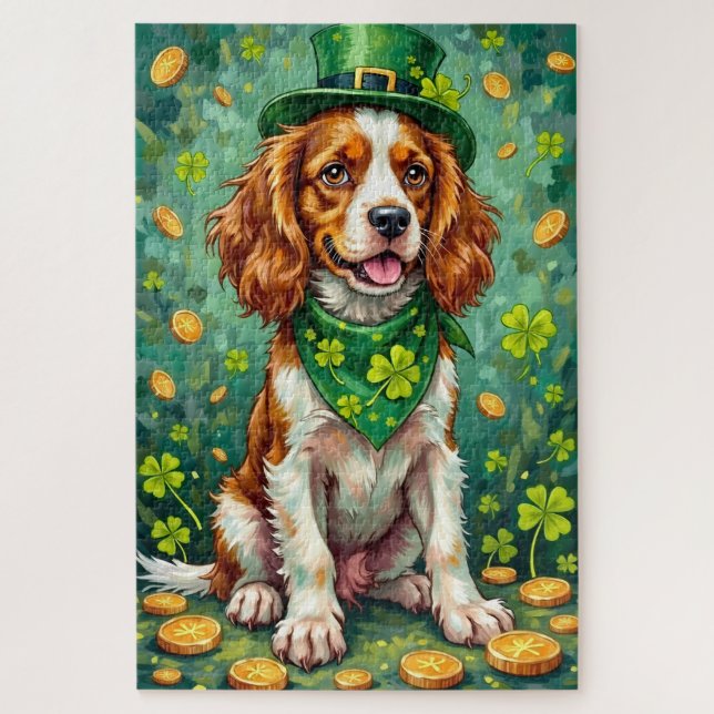 Brittany Spaniel St Patrick’s Day Lucky Dog Puzzle (Vertikal)