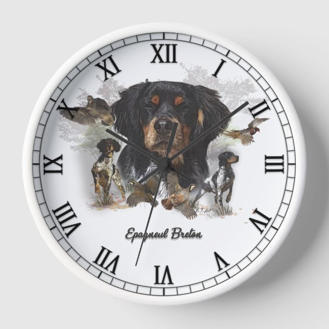 Brittany Spaniel Uhr (Vorderseite)