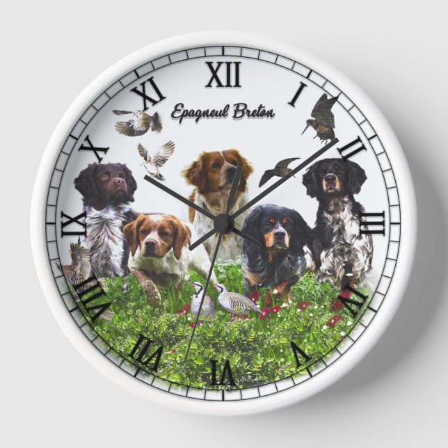 Brittany Spaniel Uhr (Vorderseite)