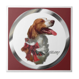 Brittany Spaniel Weihnachten Fliese