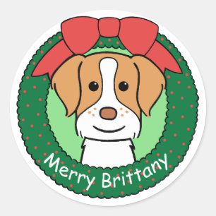 Brittany Spaniel Weihnachten Runder Aufkleber