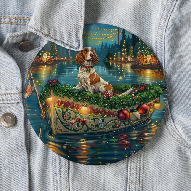 Brittany Spaniel Weihnachtliche Reise Button (Beispiel)