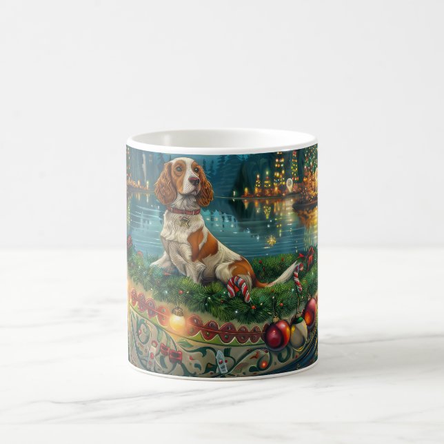 Brittany Spaniel Weihnachts Feierliche Reise Kaffeetasse (Mittel)