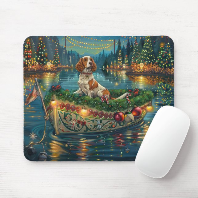 Brittany Spaniel Weihnachts Feierliche Reise Mousepad (Mit Mouse)