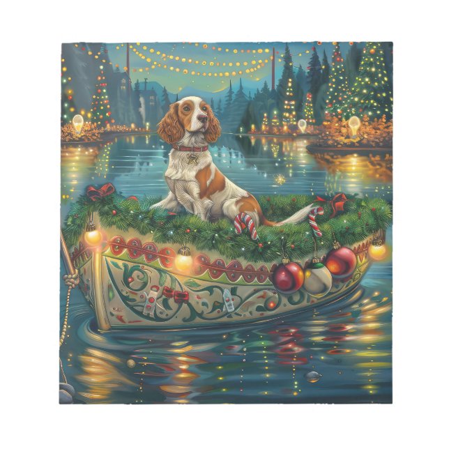 Brittany Spaniel Weihnachts Feierliche Reise Notizblock (Vorderseite)
