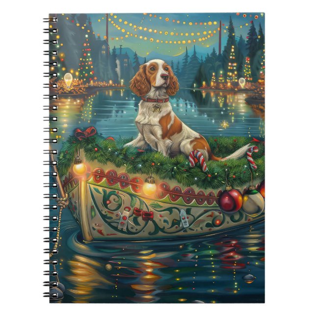 Brittany Spaniel Weihnachts Feierliche Reise Notizblock (Vorderseite)
