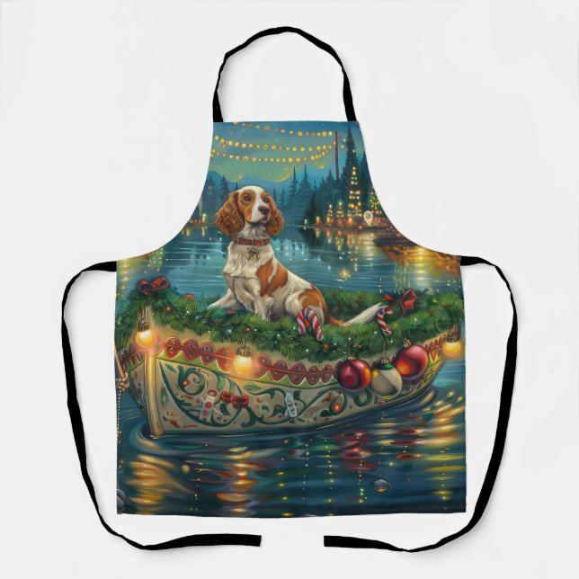 Brittany Spaniel Weihnachts Feierliche Reise Schürze (Vorderseite)