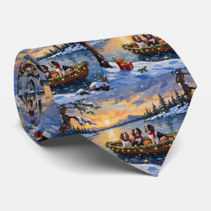 Brittany Spaniel Weihnachtsboot-Feiertag Krawatte