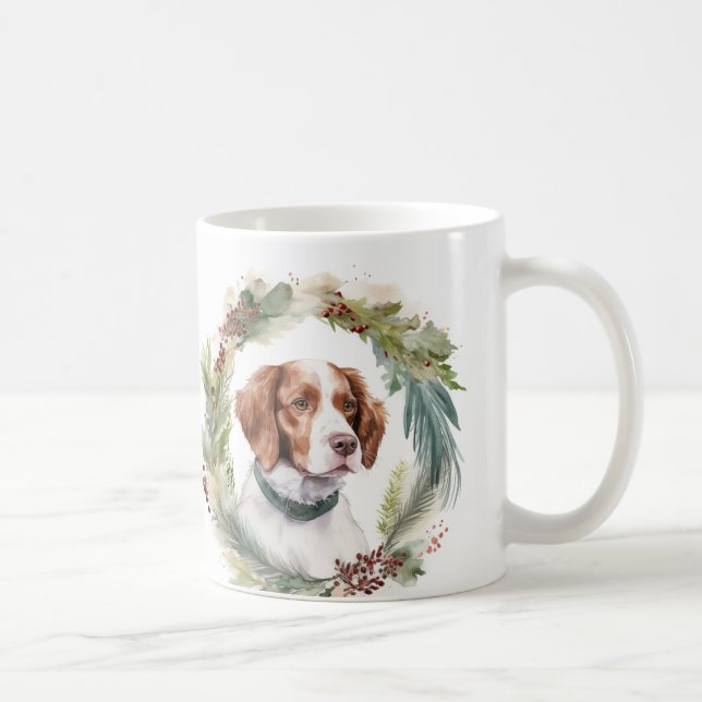 Brittany Spaniel Weihnachtsfeiertag Festliche Jung Kaffeetasse (Rechts)