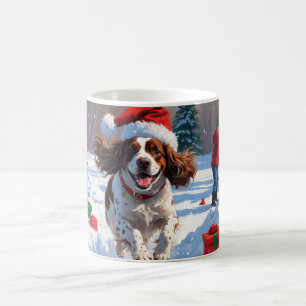 Brittany Spaniel Weihnachtsfestliche Schneeszene Kaffeetasse