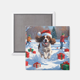 Brittany Spaniel Weihnachtsfestliche Schneeszene Magnet