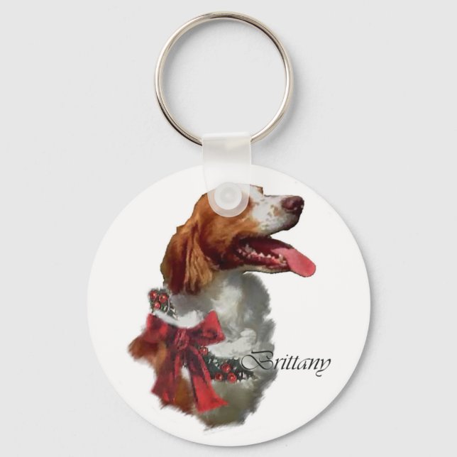 Brittany Spaniel Weihnachtsgeschenke Schlüsselanhänger (Vorderseite)
