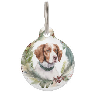 Brittany Spaniel Weihnachtskranz Festlicher Hund Haustiermarke
