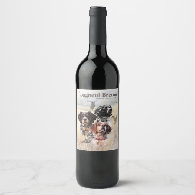 Brittany Spaniel Weinetikett (Vorderseite)