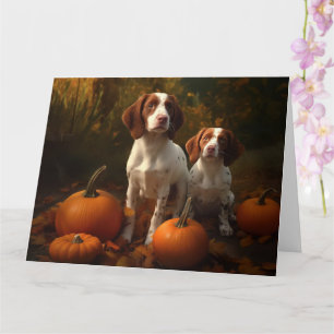 Brittany Spaniel Welpe Autumn Delight Pumpkin Karte