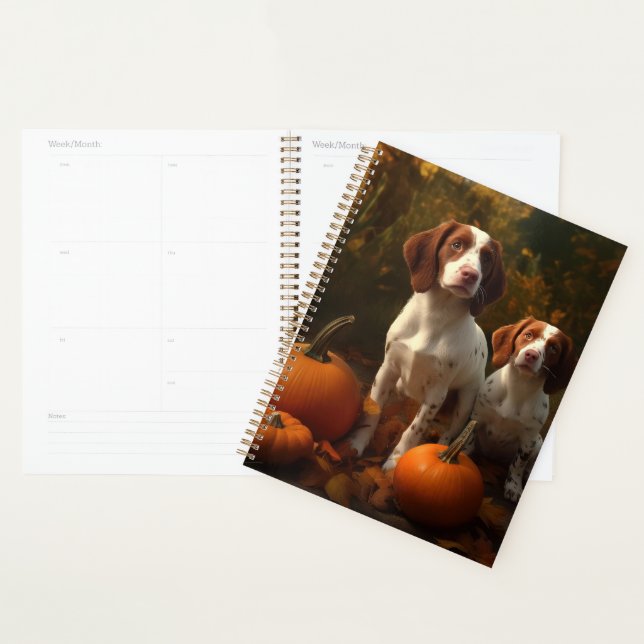 Brittany Spaniel Welpe Autumn Delight Pumpkin Planer (Anzeige)