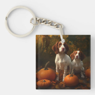 Brittany Spaniel Welpe Autumn Delight Pumpkin Schlüsselanhänger