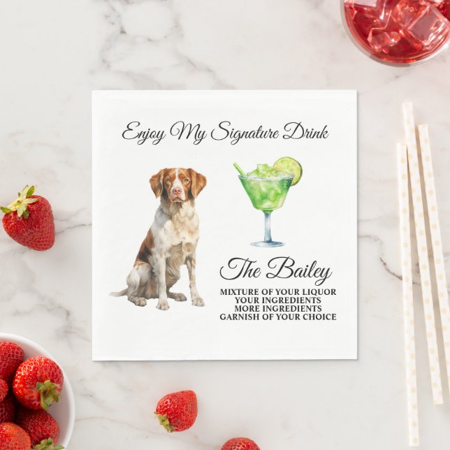 Brittany Spanisch Signature Drink Wedding Pet Serviette (Beispiel)
