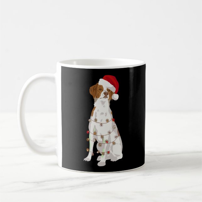 Brittany Spanische WeihnachtsLICHT Xmas Dog Lover Kaffeetasse (Links)