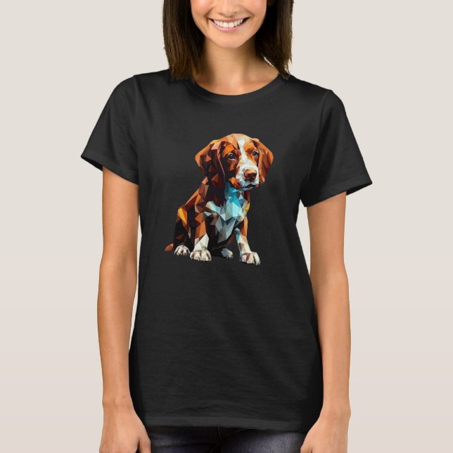 Brittany Springer Puppy Dog Pop Art T-Shirt (Vorderseite)