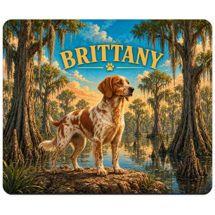 Brittany, Zypressensumpf Vintage-Wasserfarben-Hund Mousepad