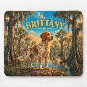 Brittany, Zypressensumpf Vintage-Wasserfarben-Hund Mousepad