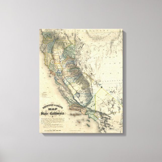 Britton and Rey's Map of California Leinwanddruck (Vorderseite)