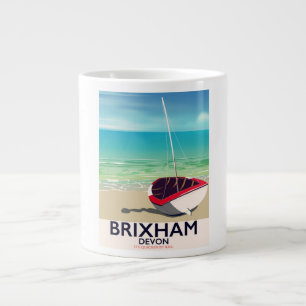 Brixham beach Devon vintage travel poster Jumbo-Tasse