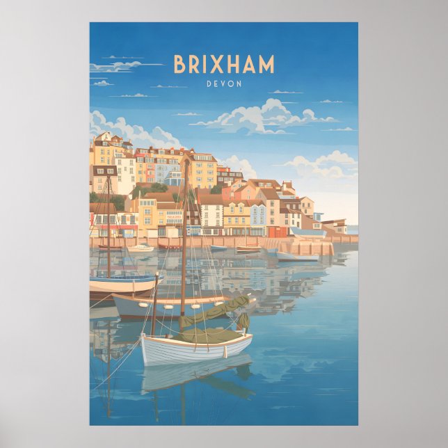 Brixham Devon Seereise Reiseplakat Poster (Vorne)