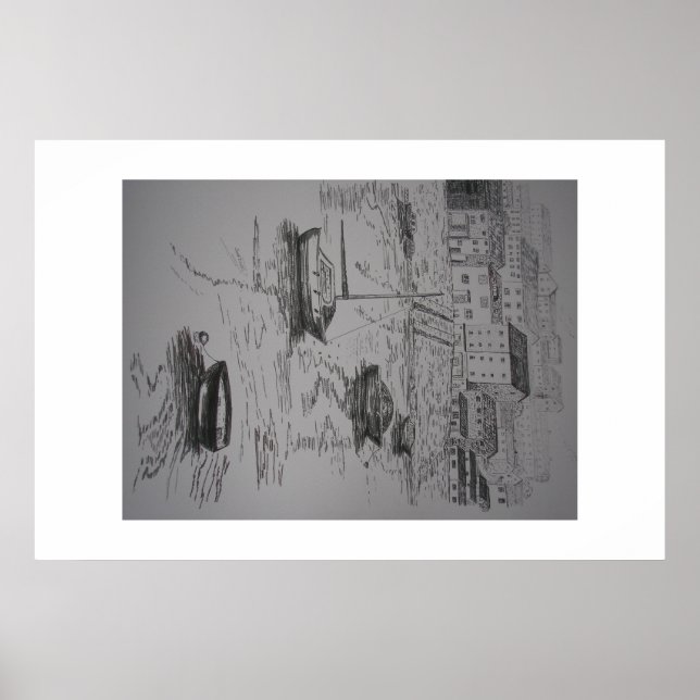 Brixham Harbor Painting Poster (Vorne)