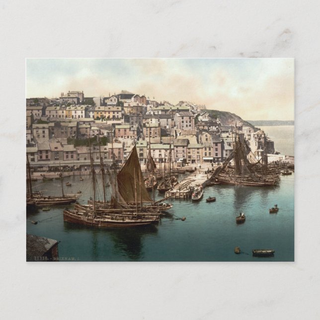 Brixham Harbour, Devon, England c.1895 Postkarte (Vorderseite)