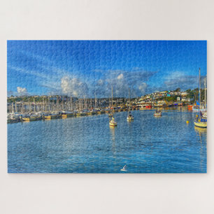 Brixham Marina: Sonniger Hafen von Devon und Möwen Puzzle