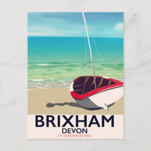 Brixham Strand Devon Vintage-Reiseposter Postkarte