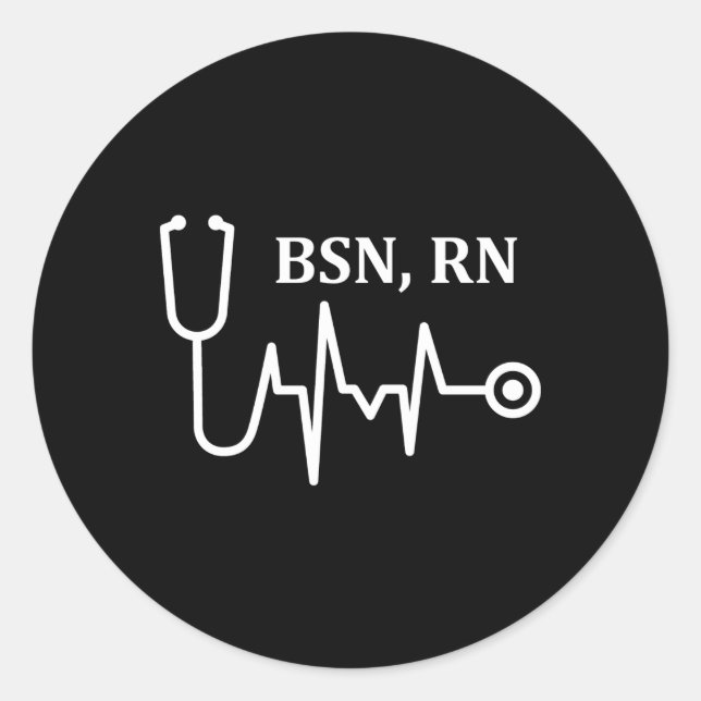 BRN Rn Registered Nurse Medical Stethoscope Hebeat Runder Aufkleber (Vorderseite)