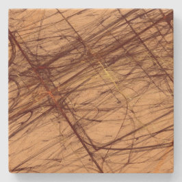 Brn Tan Grunge Fraktal Square Stone Untersetzer