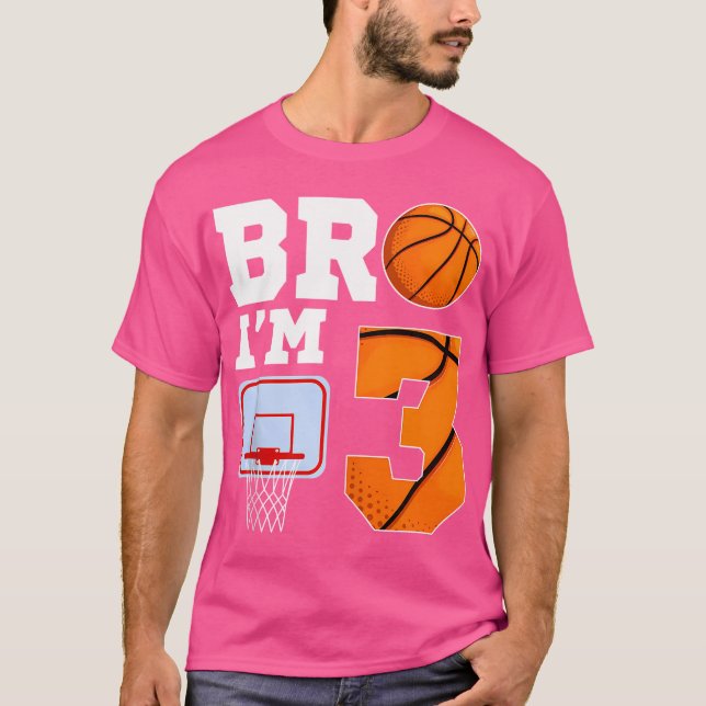 Bro I m 3 Year Old Basketball Thema 3Rd Boy Birthd T-Shirt (Vorderseite)