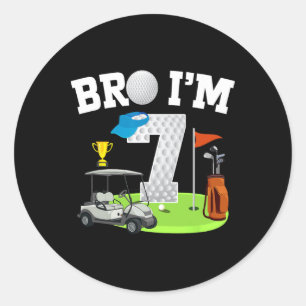 Bro Ich bin 7 Jahre alt Golf Thema 7. Geburtstag G Runder Aufkleber