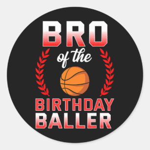 Bro of the Birthday Boy Bysketbyll Bday Celebratio Runder Aufkleber
