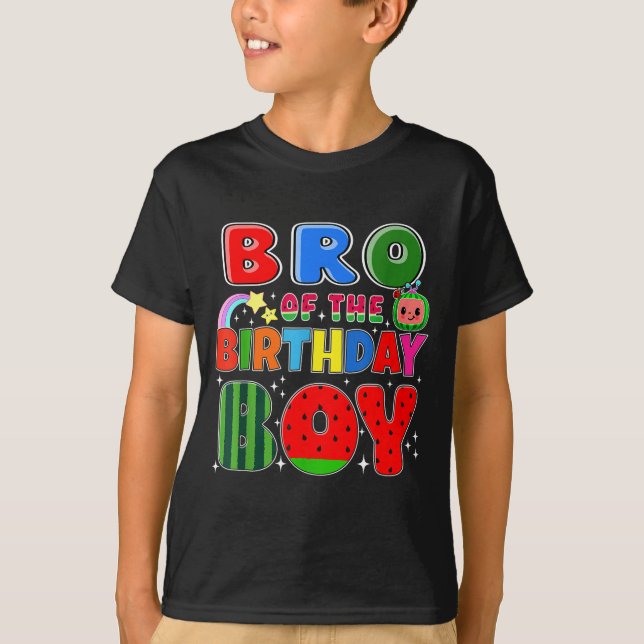 Bro Of The Birthday Boy Melon Family Matching Funn T-Shirt (Vorderseite)