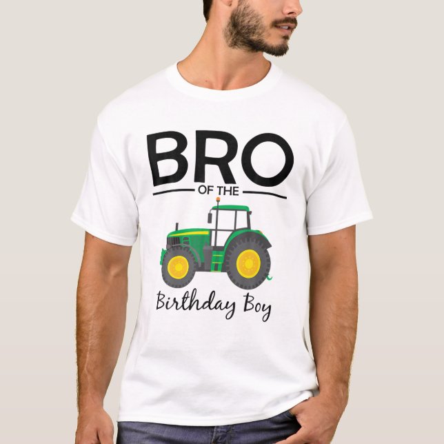 Bro of the Birthday Boy Tractor Farm Party Family T-Shirt (Vorderseite)