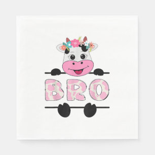 Bro of the Birthday Girl Cow Brother Family Party Serviette