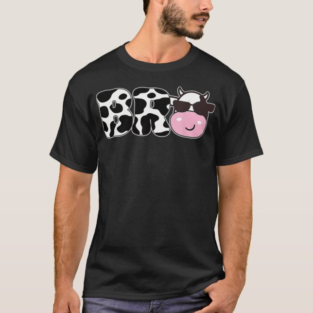Bro of The Birthday Girl Farm Cow Themed Family Ma T-Shirt (Vorderseite)