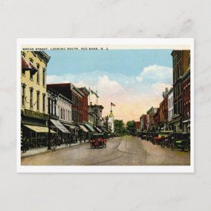 Broad St., Red Bank, NJ Vintag Postkarte