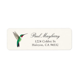 Broad-tails Hummingbird Return Address Label