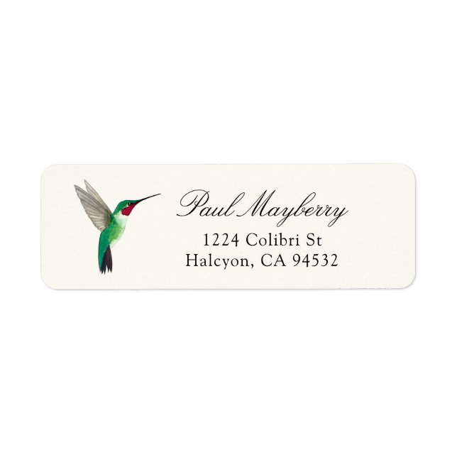 Broad-tails Hummingbird Return Address Label (Vorne)